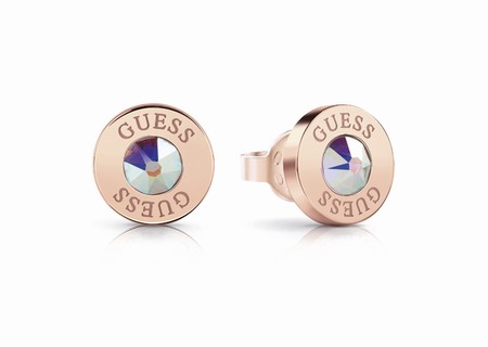 Guess Shiny Crystals Rose Gold Stud Earrings